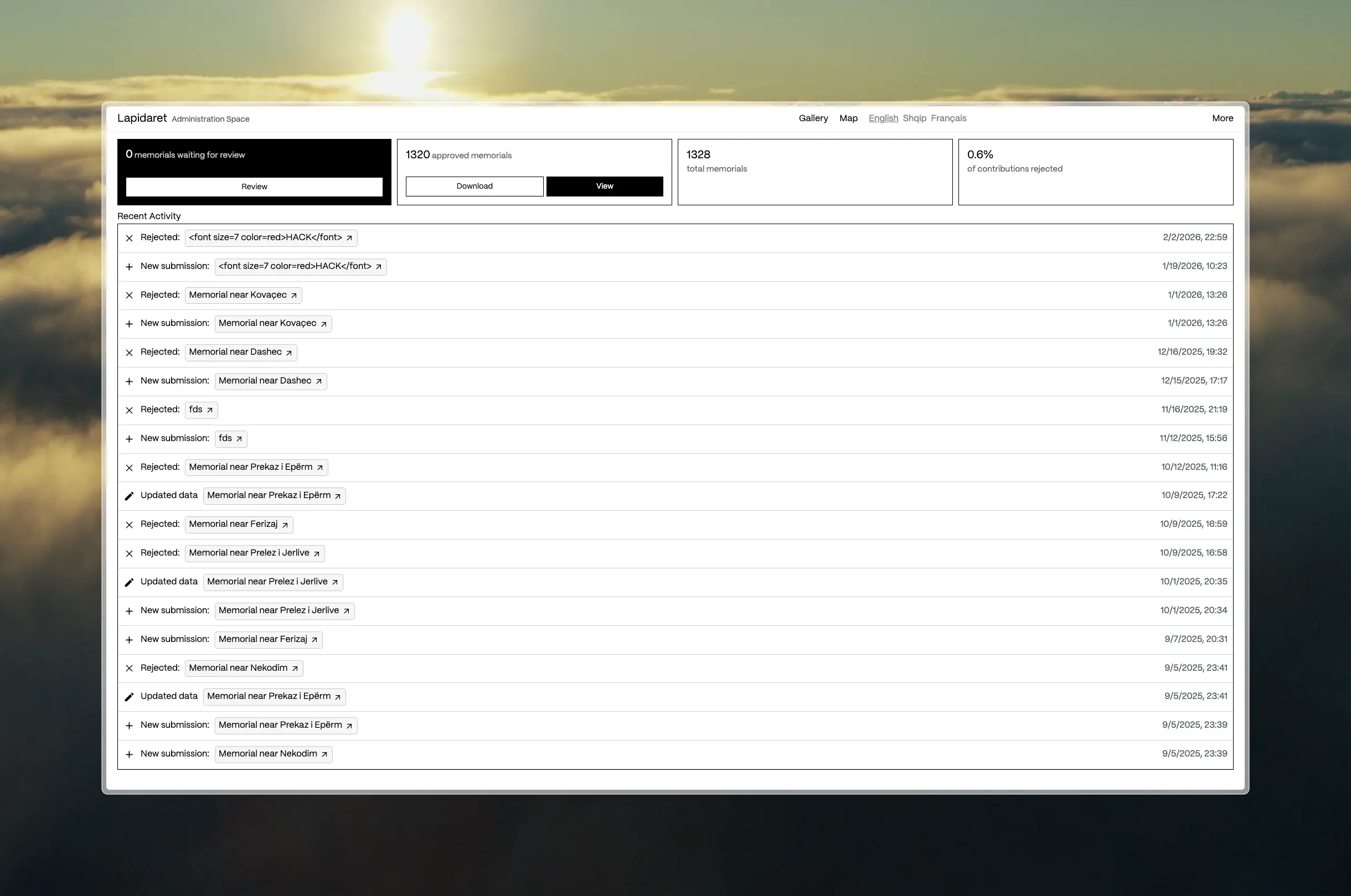 Screenshot of Lapidaret